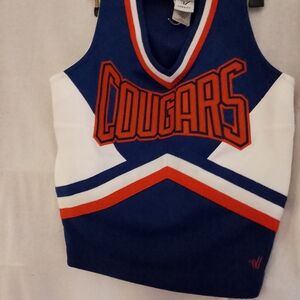 CIUGARS Varsity Blue & Orange Athletic Cheerleading Top or Halloween Costume XS